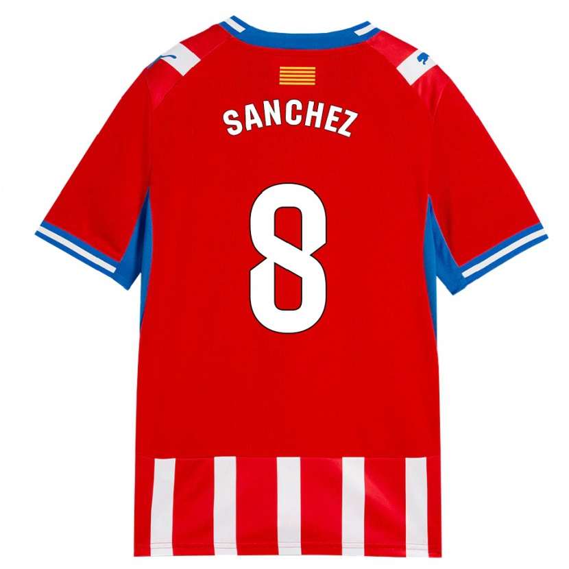 Danxen Męski Miguel Ángel Sánchez #8 Czerwony Biały Błękitny Domowa Koszulka 2026/27 Koszulki Klubowe