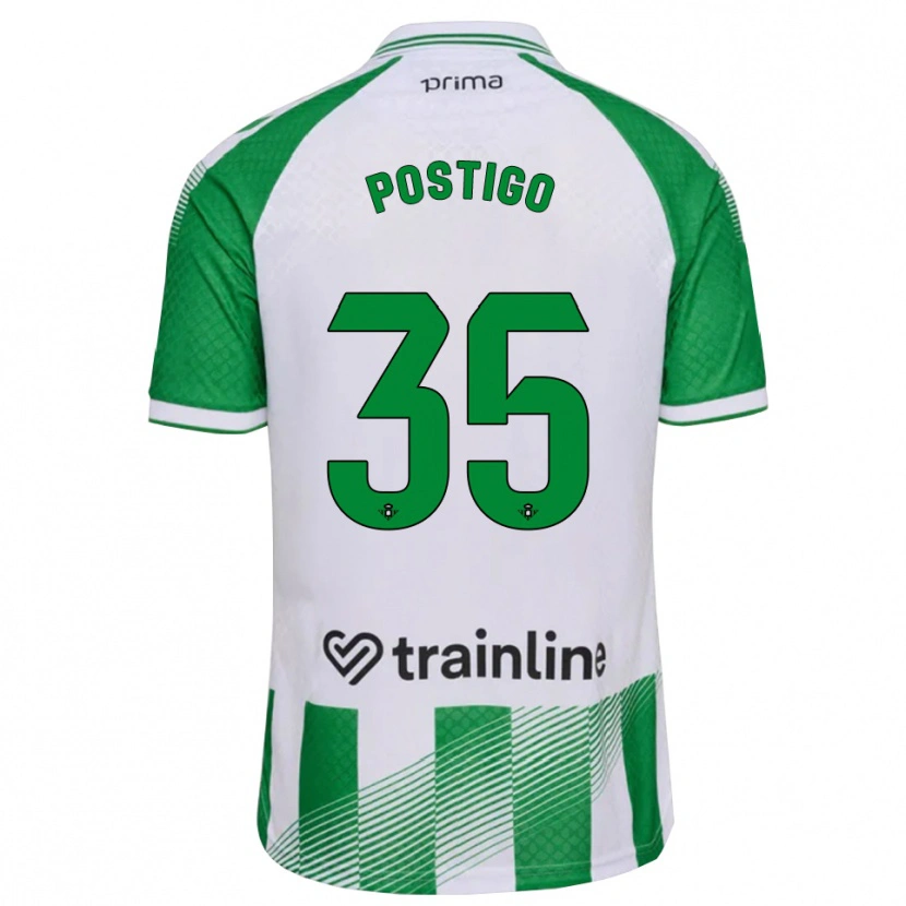 Danxen Męski Alejandro Postigo #35 Jasnozielony Czarny Biały Domowa Koszulka 2026/27 Koszulki Klubowe
