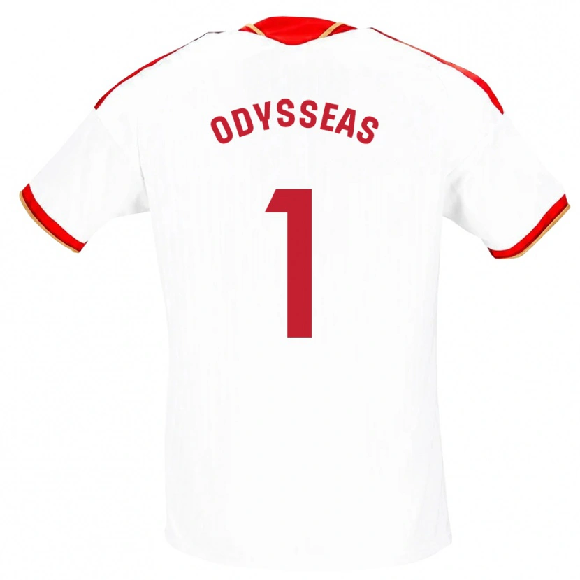 Danxen Męski Odysseas Vlachodimos #1 Biały Czerwony Domowa Koszulka 2026/27 Koszulki Klubowe