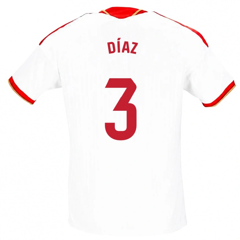 Danxen Męski Julio Díaz #3 Biały Czerwony Domowa Koszulka 2026/27 Koszulki Klubowe