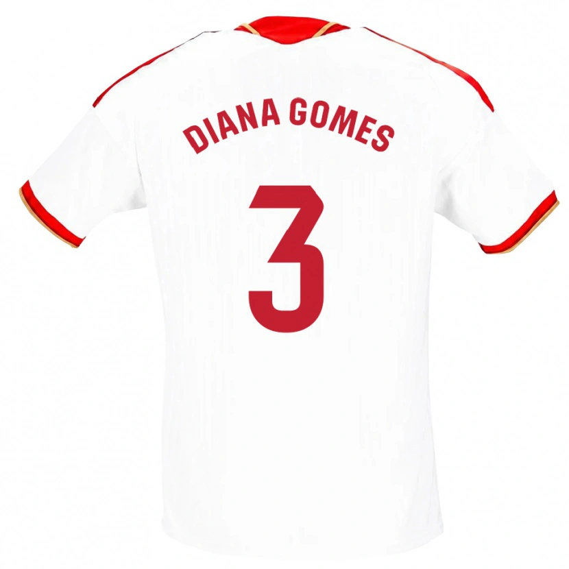 Danxen Męski Diana Catarina Ribeiro Gomes #3 Biały Czerwony Domowa Koszulka 2026/27 Koszulki Klubowe