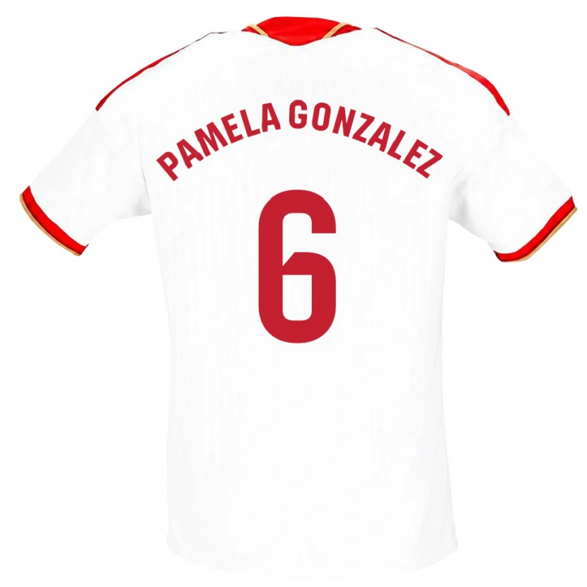 Danxen Męski Cinthia Pamela González Medina #6 Biały Czerwony Domowa Koszulka 2026/27 Koszulki Klubowe