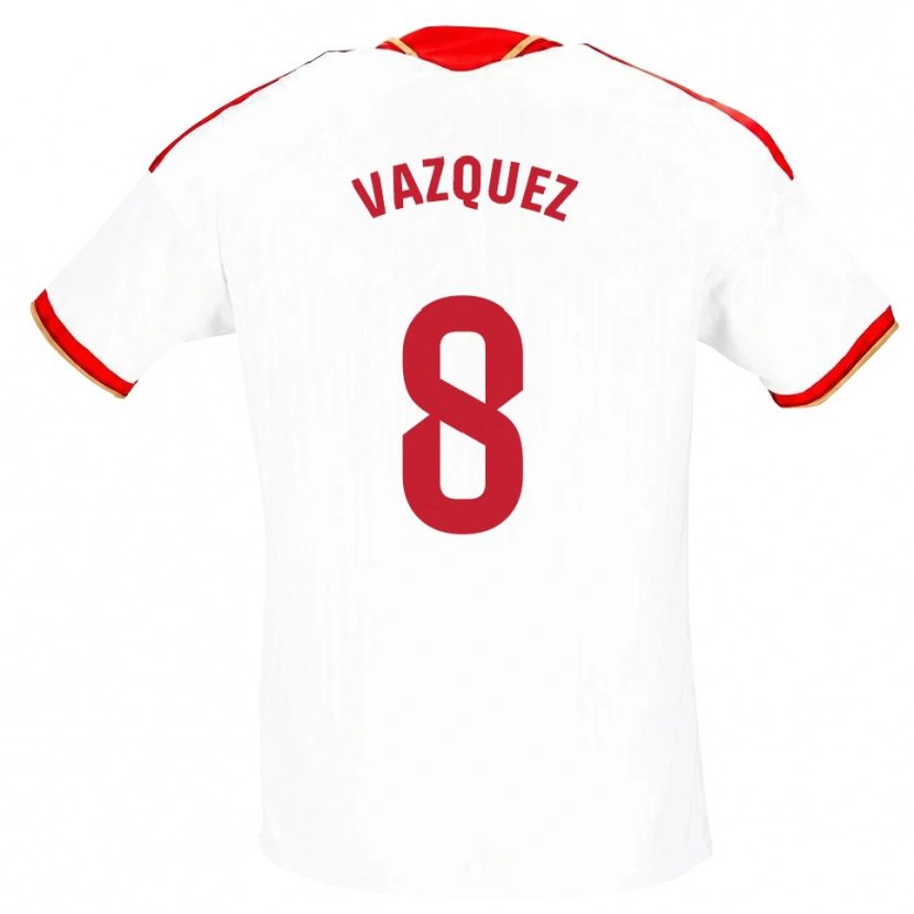 Danxen Męski Manolo Vazquez #8 Biały Czerwony Domowa Koszulka 2026/27 Koszulki Klubowe