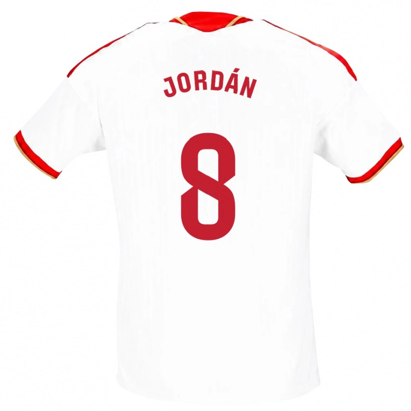 Danxen Męski Joan Jordán #8 Biały Czerwony Domowa Koszulka 2026/27 Koszulki Klubowe