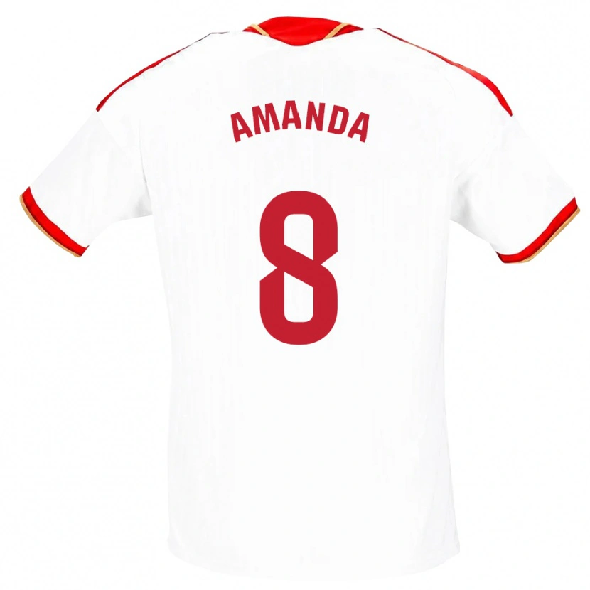 Danxen Męski Amanda Sampedro Bustos #8 Biały Czerwony Domowa Koszulka 2026/27 Koszulki Klubowe