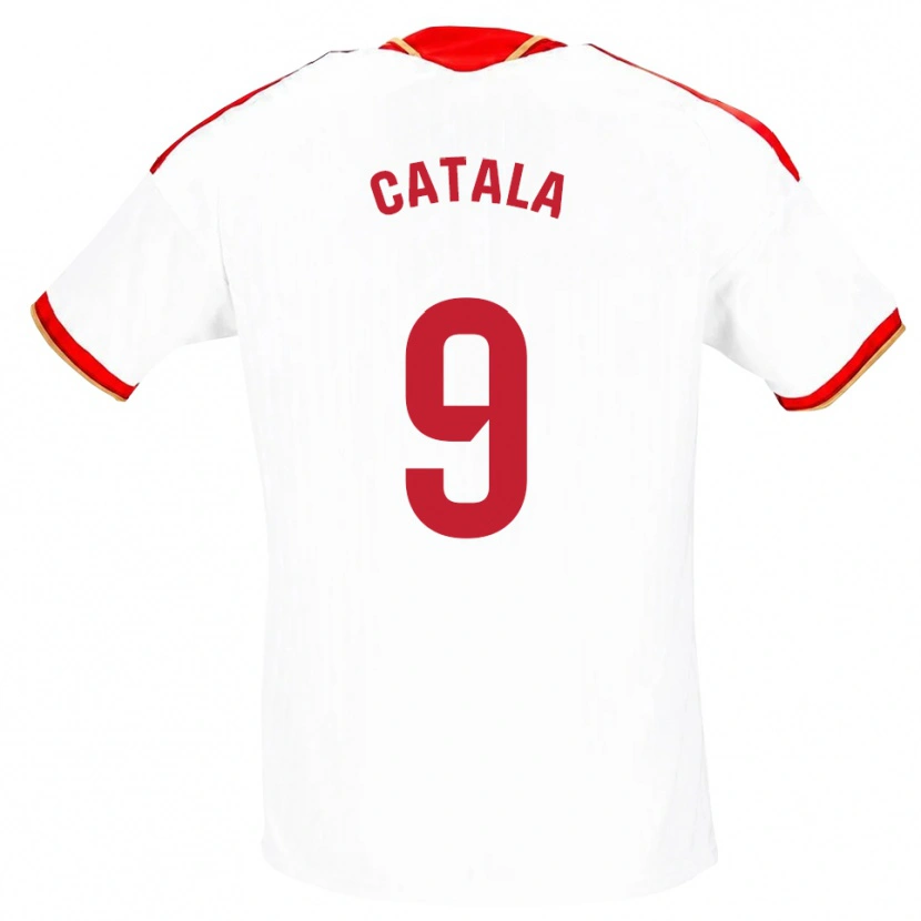Danxen Męski Rubén Catalá #9 Biały Czerwony Domowa Koszulka 2026/27 Koszulki Klubowe
