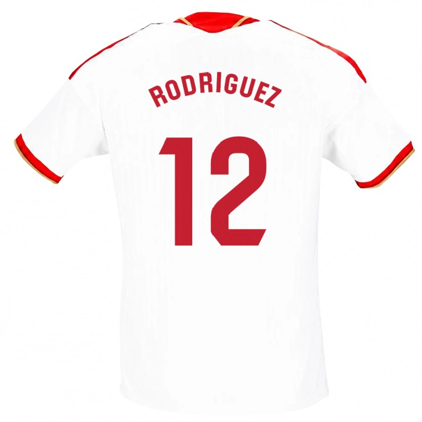 Danxen Męski Lucía María Rodríguez Herrero #12 Biały Czerwony Domowa Koszulka 2026/27 Koszulki Klubowe
