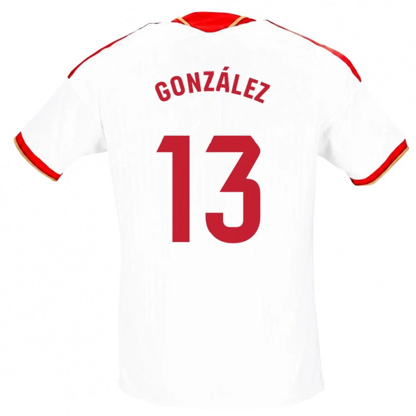 Danxen Męski Fran González #13 Biały Czerwony Domowa Koszulka 2026/27 Koszulki Klubowe