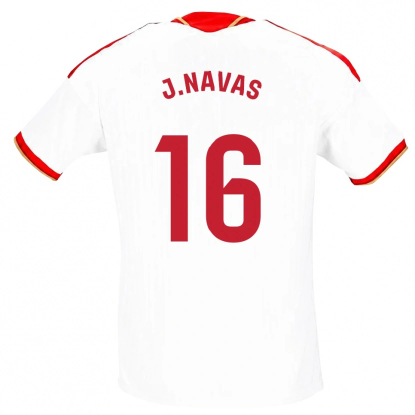 Danxen Męski Jesus Navas #16 Biały Czerwony Domowa Koszulka 2026/27 Koszulki Klubowe