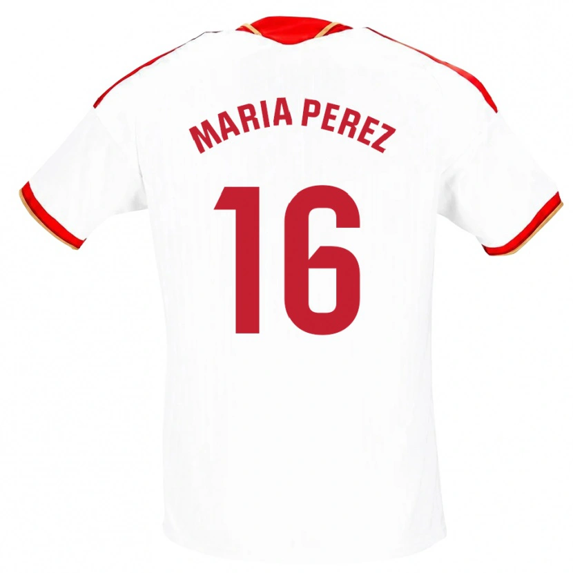 Danxen Męski María Pérez Rabaza #16 Biały Czerwony Domowa Koszulka 2026/27 Koszulki Klubowe