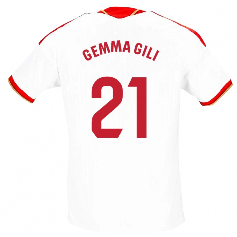 Danxen Męski Gemma Gili Giner #21 Biały Czerwony Domowa Koszulka 2026/27 Koszulki Klubowe