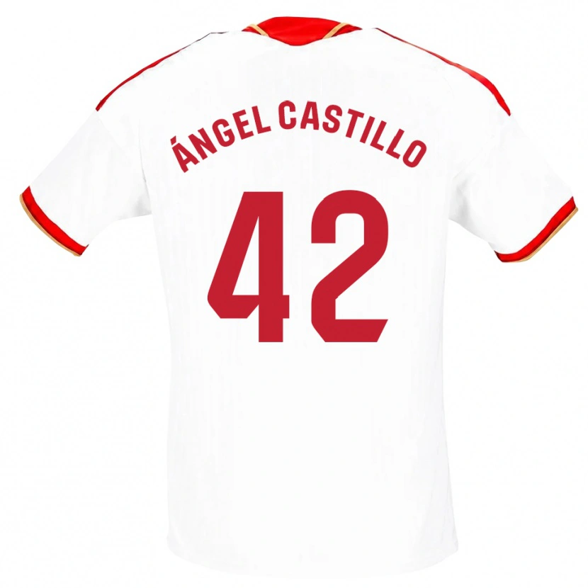 Danxen Męski Manuel Ángel Castillo #42 Biały Czerwony Domowa Koszulka 2026/27 Koszulki Klubowe
