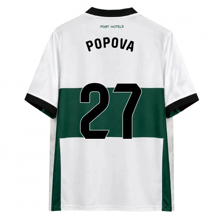 Danxen Męski Ángela Popova Fedorova #27 Zielony Biały Czerwony Domowa Koszulka 2026/27 Koszulki Klubowe