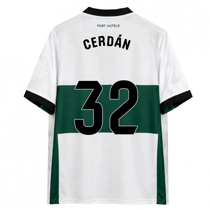 Danxen Męski Pablo Cerdán #32 Zielony Biały Czerwony Domowa Koszulka 2026/27 Koszulki Klubowe