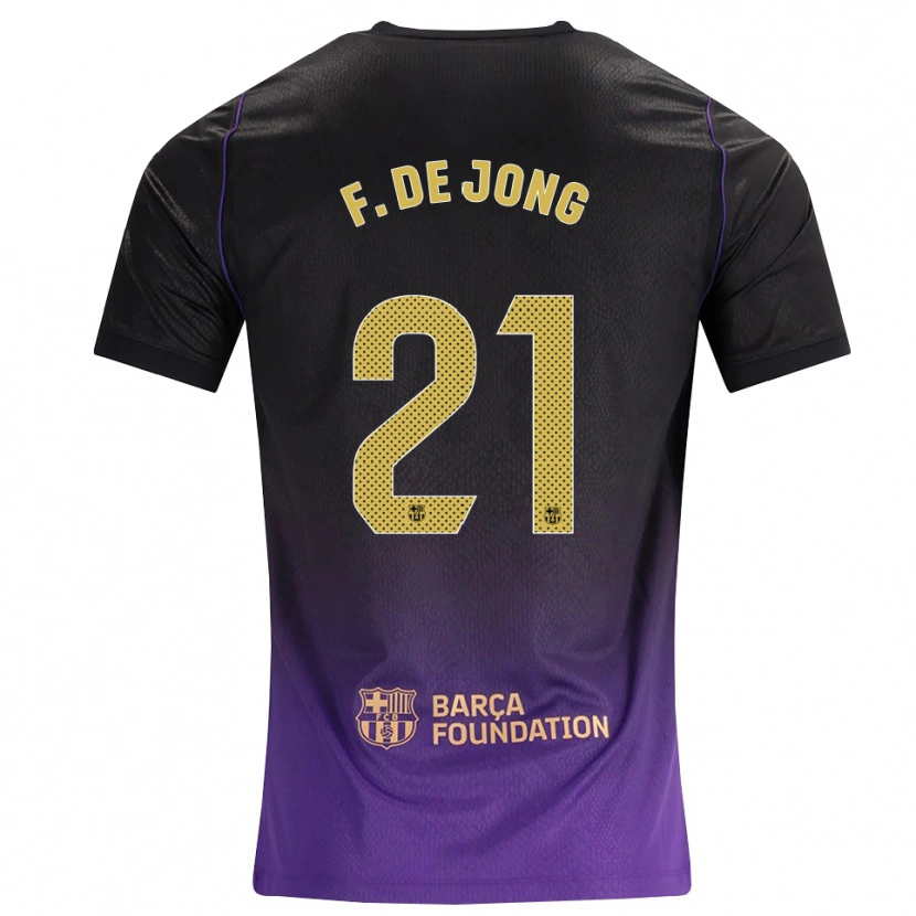 Danxen Męski Frenkie De Jong #21 Fioletowy Żółty Czarny Wyjazdowa Koszulka 2026/27 Koszulki Klubowe