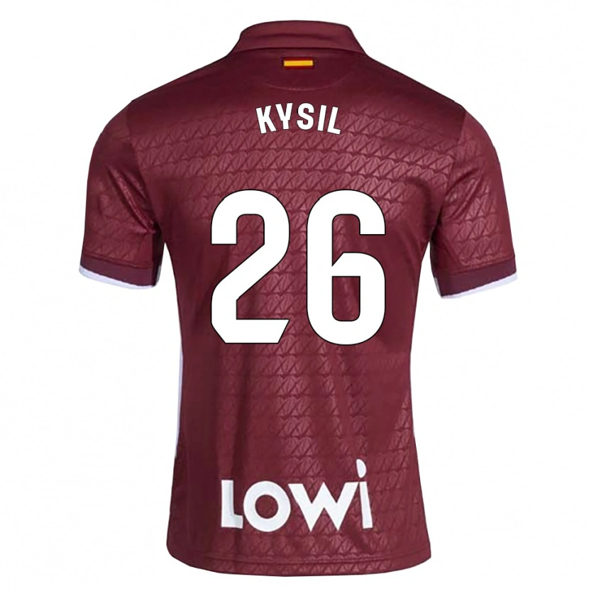 Danxen Męski Vladyslav Kysil #26 Ciemnoczerwony Biały Wyjazdowa Koszulka 2026/27 Koszulki Klubowe