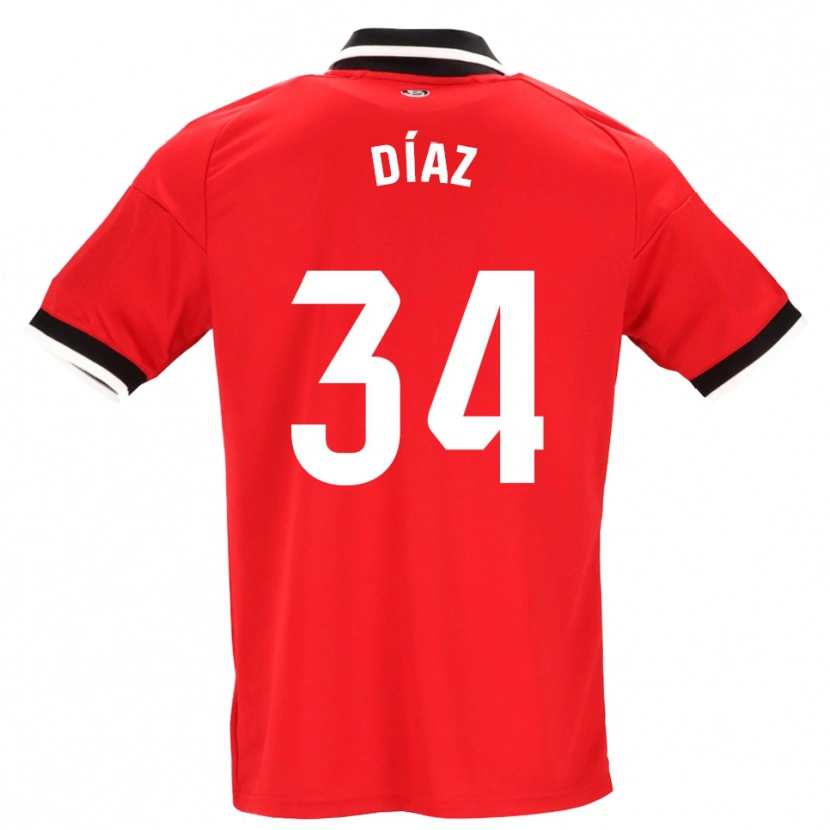 Danxen Męski Mario Díaz #34 Czarny Biały Czerwony Wyjazdowa Koszulka 2026/27 Koszulki Klubowe