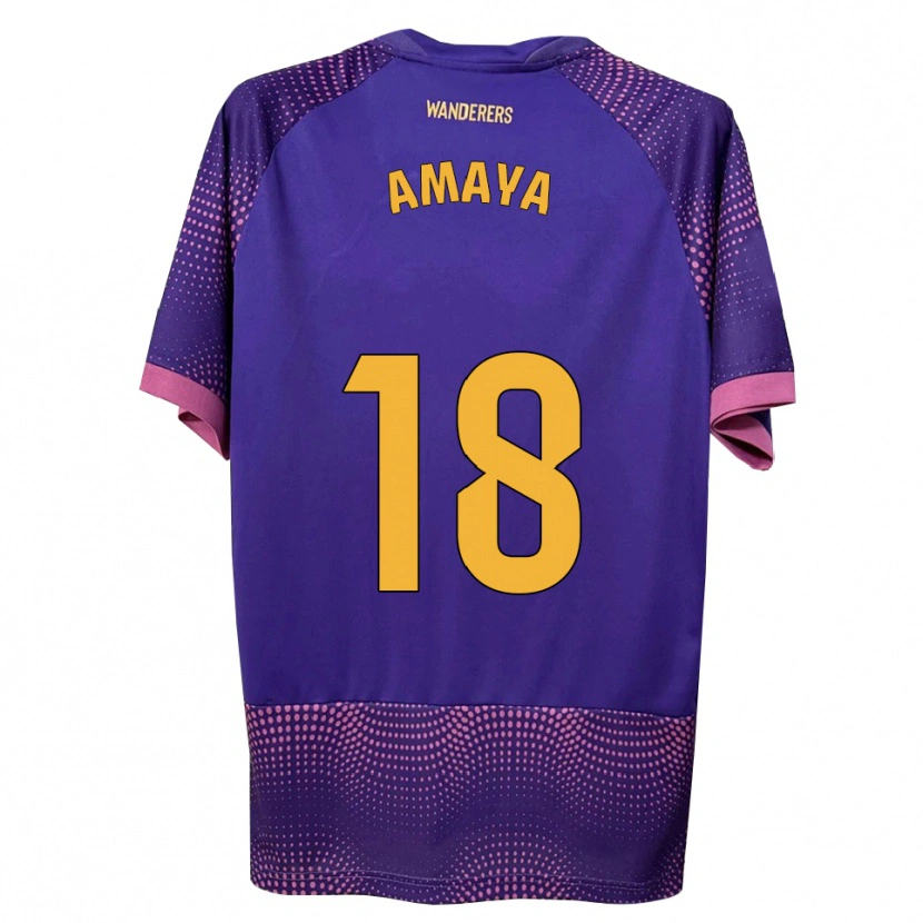 Danxen Męski María Amaya #18 Fioletowy Biały Różowy Wyjazdowa Koszulka 2026/27 Koszulki Klubowe