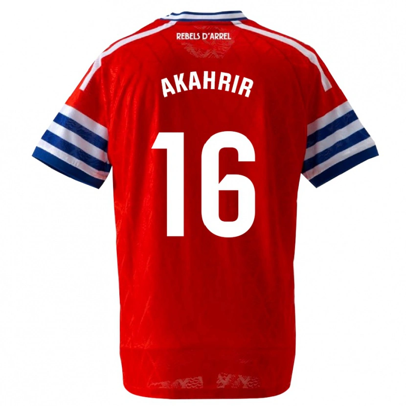 Danxen Męski Mohamed Akahrir #16 Królewski Niebieski Czerwony Wyjazdowa Koszulka 2026/27 Koszulki Klubowe