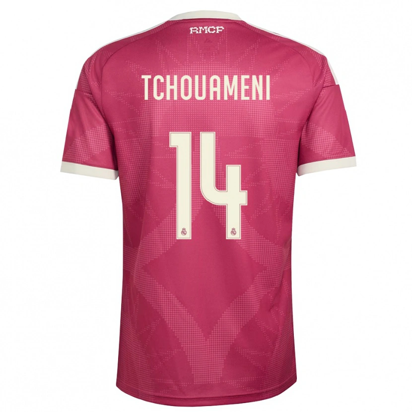 Danxen Męski Aurélien Tchouaméni #14 Blado Fioletowy Czerwony Biały Trzeci Komplet Koszulka 2026/27 Koszulki Klubowe