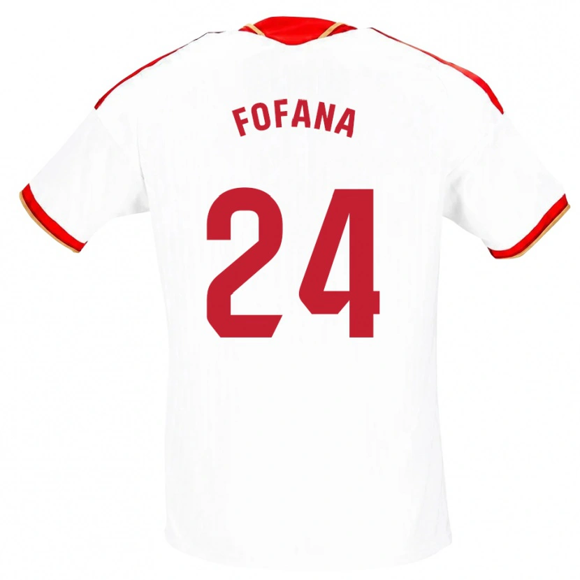 Danxen Męski Youssouf Fofana #24 Biały Czerwony Domowa Koszulka 2026/27 Koszulki Klubowe