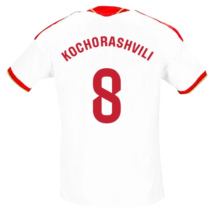 Danxen Kobiety Giorgi Kochorashvili #8 Biały Czerwony Domowa Koszulka 2026/27 Koszulki Klubowe
