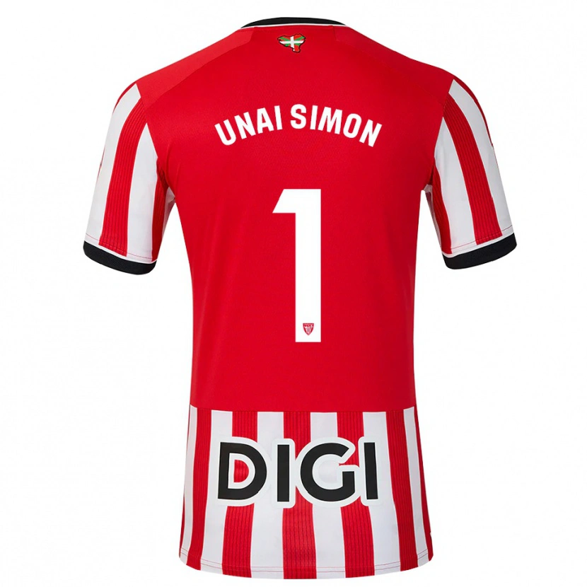 Danxen Kobiety Unai Simón #1 Czerwony Czarny Biały Domowa Koszulka 2026/27 Koszulki Klubowe