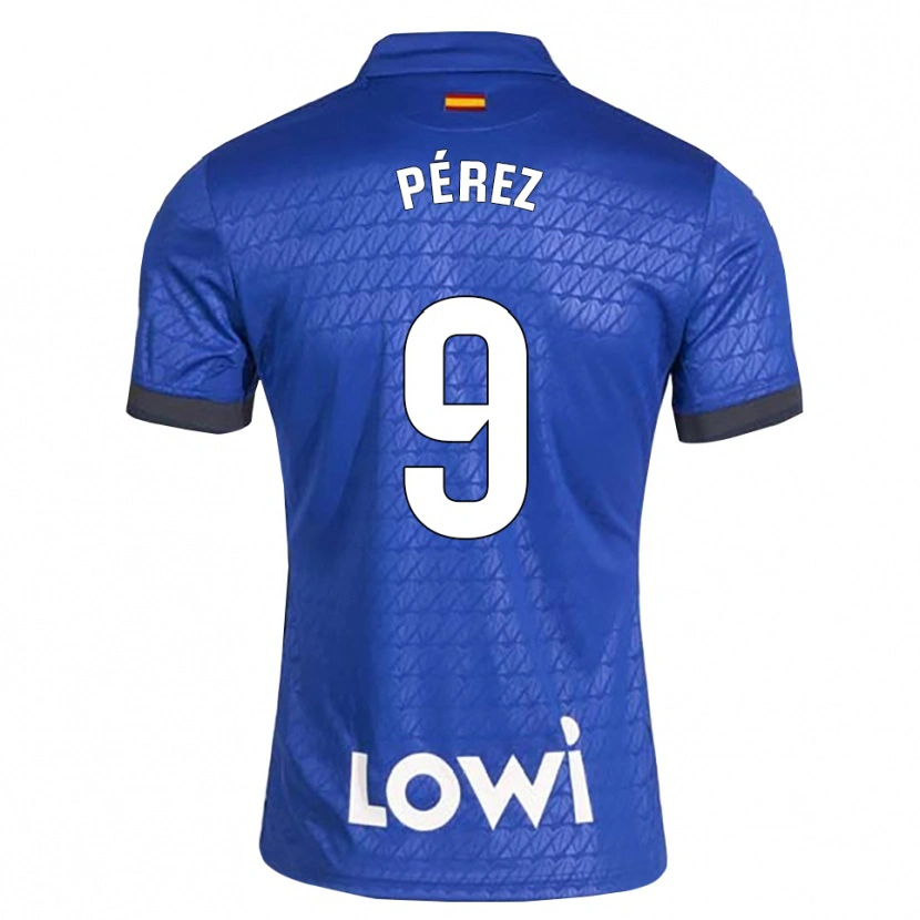 Danxen Kobiety Joselu Pérez #9 Niebieski Biały Czarny Domowa Koszulka 2026/27 Koszulki Klubowe