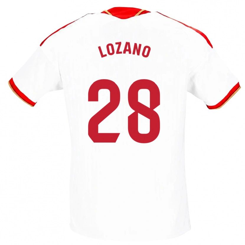 Danxen Kobiety Elena Lozano #28 Biały Czerwony Domowa Koszulka 2026/27 Koszulki Klubowe