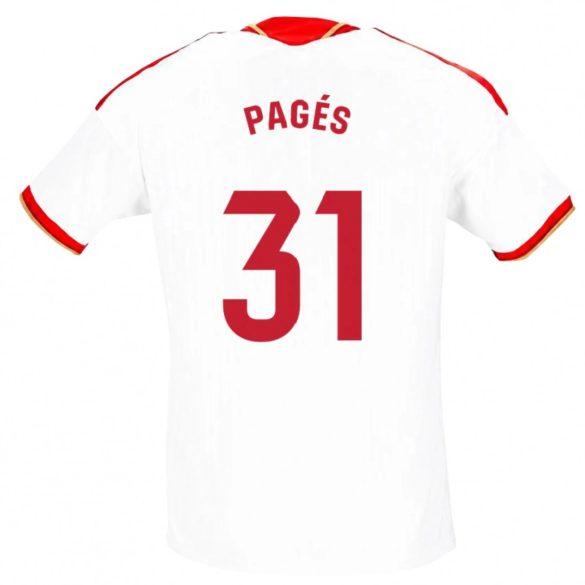 Danxen Kobiety Lukas Pagés #31 Biały Czerwony Domowa Koszulka 2026/27 Koszulki Klubowe