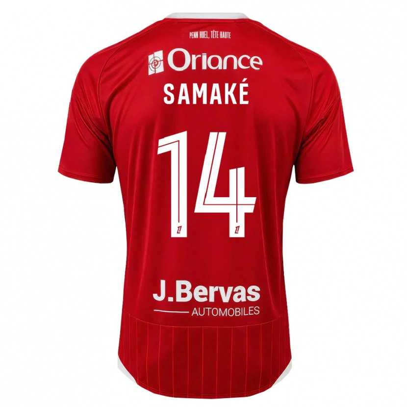 Danxen Kobiety Abdoul Samaké #14 Biały Czerwony Domowa Koszulka 2026/27 Koszulki Klubowe