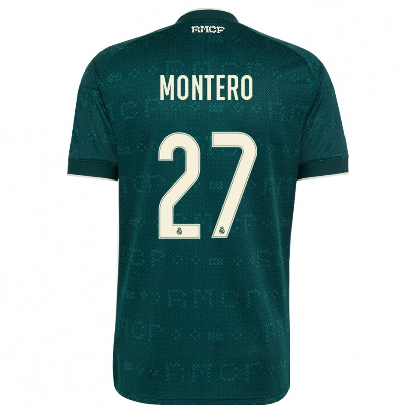 Danxen Kobiety Pablo Montero #27 Ciemnoszary Szary Biały Wyjazdowa Koszulka 2026/27 Koszulki Klubowe