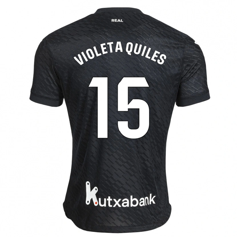 Danxen Kobiety Violeta Quiles #15 Czarny Biały Wyjazdowa Koszulka 2026/27 Koszulki Klubowe