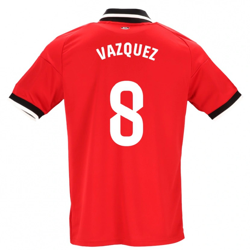Danxen Kobiety Manolo Vazquez #8 Czarny Biały Czerwony Wyjazdowa Koszulka 2026/27 Koszulki Klubowe
