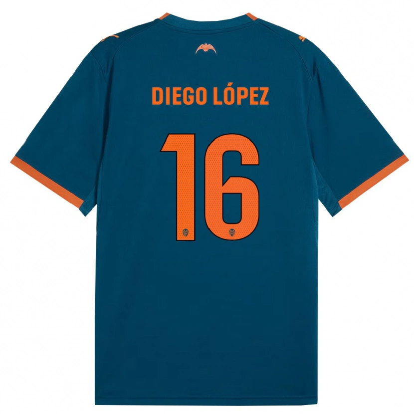 Danxen Kobiety Diego López #16 Stalowoniebieski Pomarańczowy Wyjazdowa Koszulka 2026/27 Koszulki Klubowe