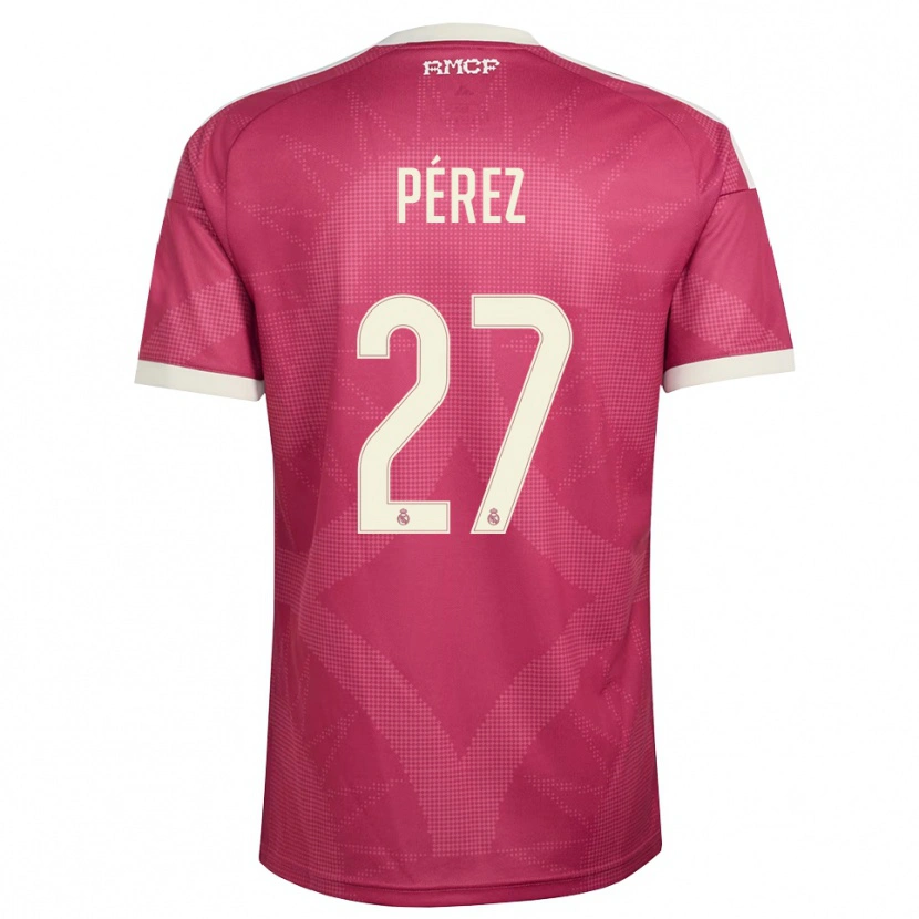 Danxen Kobiety Adrián Pérez #27 Blado Fioletowy Czerwony Biały Trzeci Komplet Koszulka 2026/27 Koszulki Klubowe
