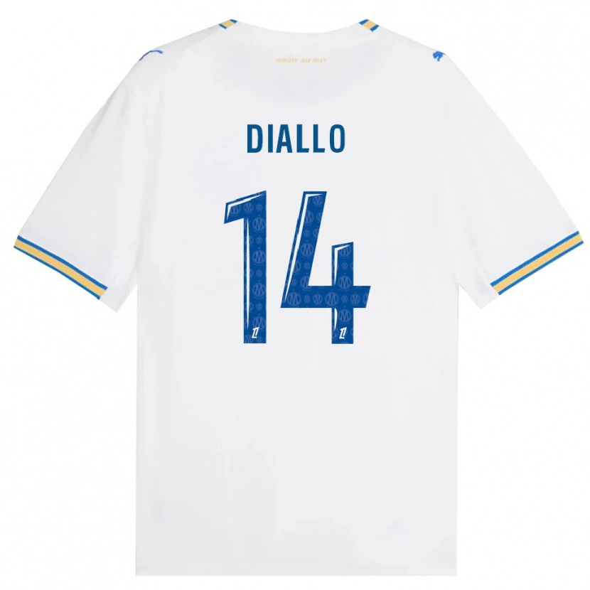 Danxen Dzieci Eliès Diallo #14 Niebieski Biały Domowa Koszulka 2026/27 Koszulki Klubowe