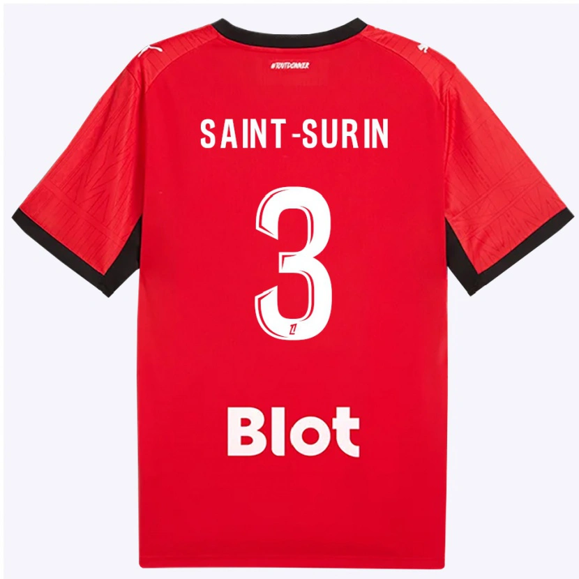 Danxen Dzieci Rio Saint-Surin #3 Czerwony Czarny Biały Domowa Koszulka 2026/27 Koszulki Klubowe