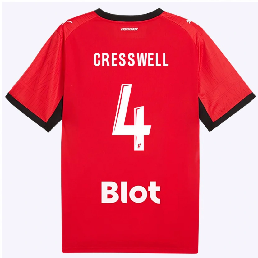 Danxen Dzieci Charlie Cresswell #4 Czerwony Czarny Biały Domowa Koszulka 2026/27 Koszulki Klubowe