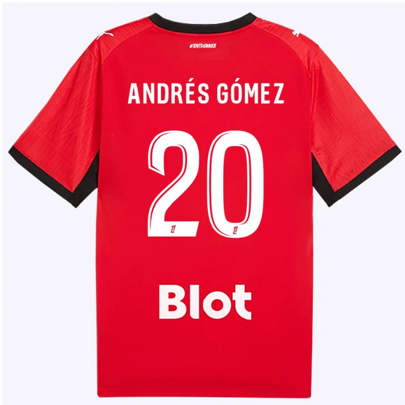 Danxen Dzieci Carlos Andrés Gómez #20 Czerwony Czarny Biały Domowa Koszulka 2026/27 Koszulki Klubowe