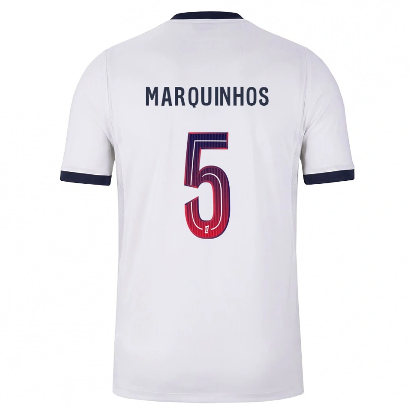 Danxen Dzieci Marquinhos #5 Biały Czarny Czerwony Wyjazdowa Koszulka 2026/27 Koszulki Klubowe