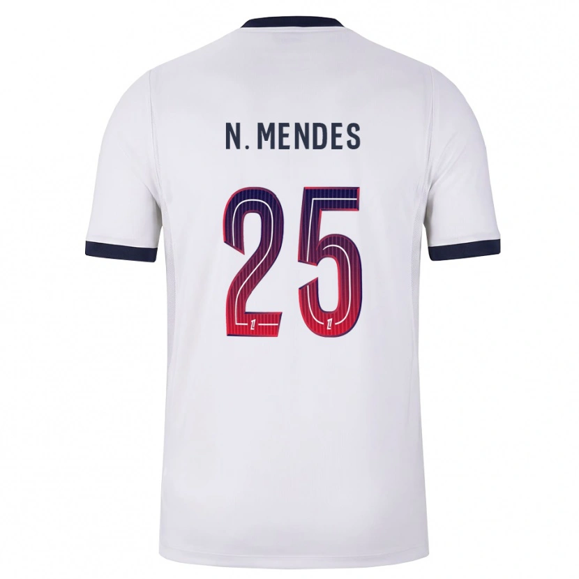 Danxen Dzieci Nuno Mendes #25 Biały Czarny Czerwony Wyjazdowa Koszulka 2026/27 Koszulki Klubowe