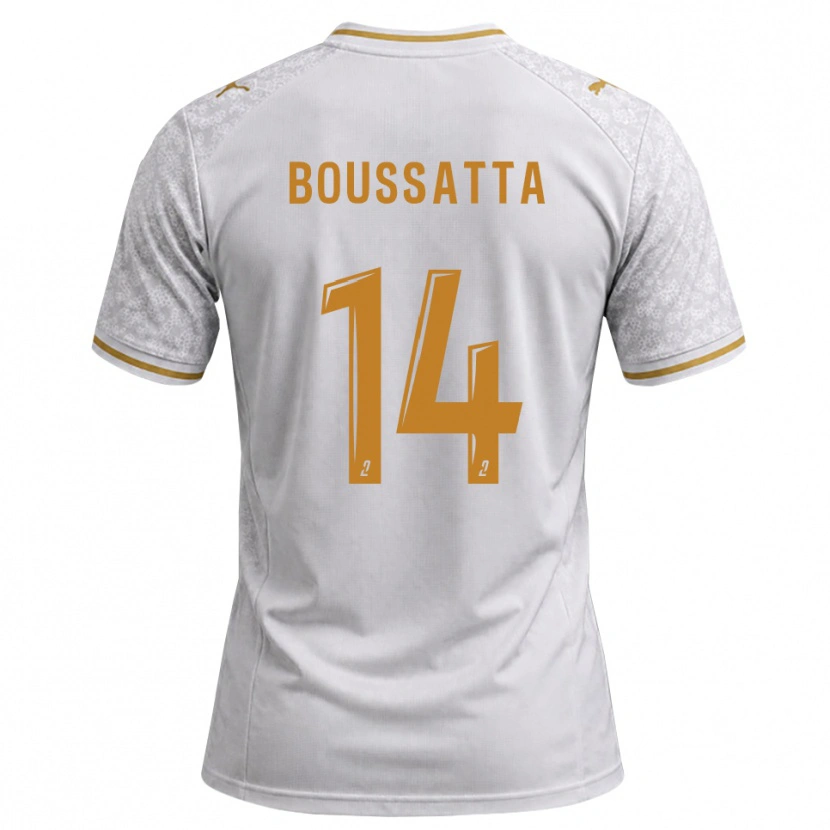 Danxen Dzieci Naïl Boussatta #14 Biały Szary Złoty Wyjazdowa Koszulka 2026/27 Koszulki Klubowe
