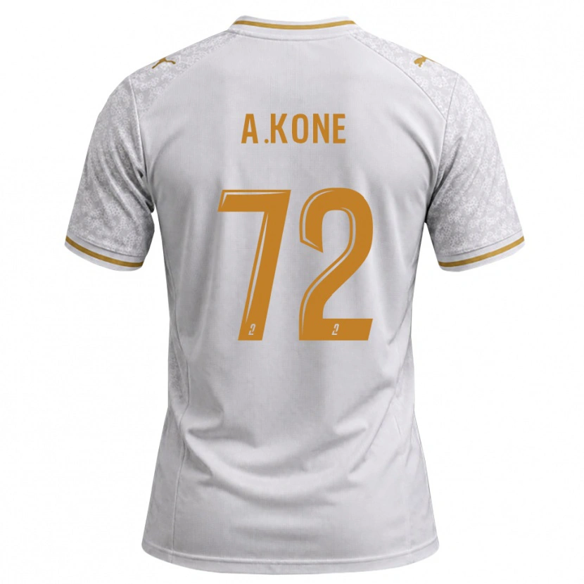 Danxen Dzieci Amadou Koné #72 Biały Szary Złoty Wyjazdowa Koszulka 2026/27 Koszulki Klubowe