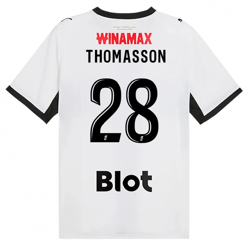 Danxen Dzieci Adrien Thomasson #28 Czarny Biały Czerwony Wyjazdowa Koszulka 2026/27 Koszulki Klubowe