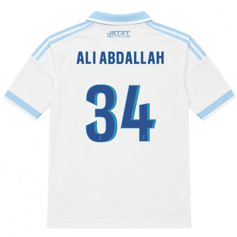 Danxen Dzieci Aboubacar Ali Abdallah #34 Jasny Błękit Biały Czerwony Wyjazdowa Koszulka 2026/27 Koszulki Klubowe