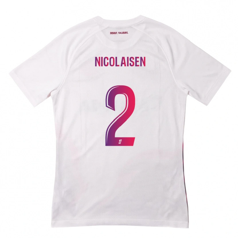 Danxen Dzieci Rasmus Nicolaisen #2 Biały Różowy Fioletowy Wyjazdowa Koszulka 2026/27 Koszulki Klubowe