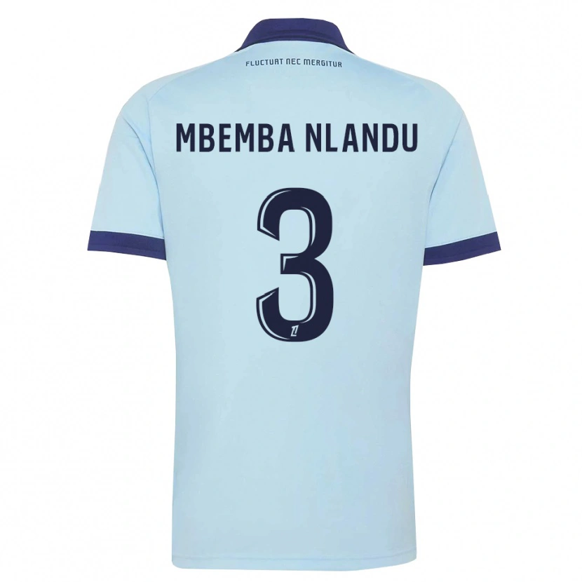 Danxen Dzieci Emmanuel Mbemba #3 Błękitny Czarny Wyjazdowa Koszulka 2026/27 Koszulki Klubowe