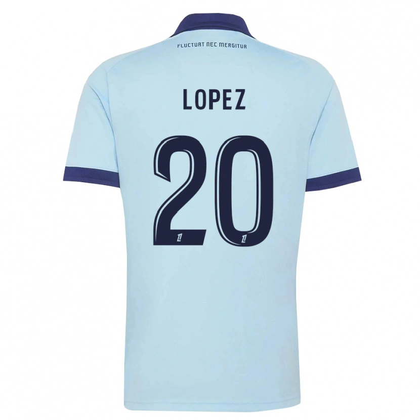 Danxen Dzieci Julien Lopez #20 Błękitny Czarny Wyjazdowa Koszulka 2026/27 Koszulki Klubowe