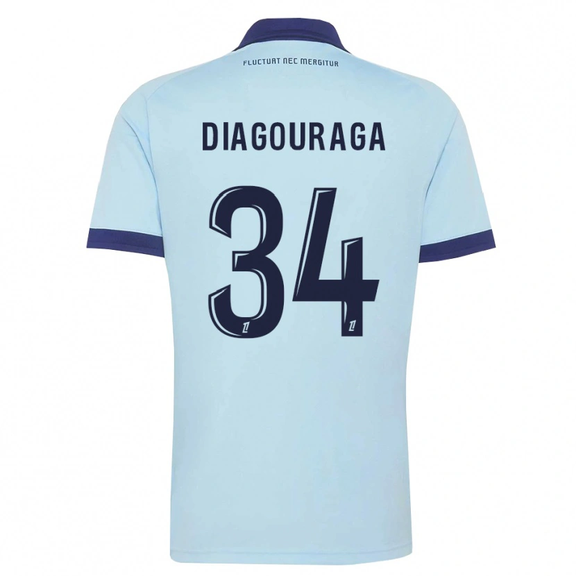 Danxen Dzieci Djibril Diagouraga #34 Błękitny Czarny Wyjazdowa Koszulka 2026/27 Koszulki Klubowe